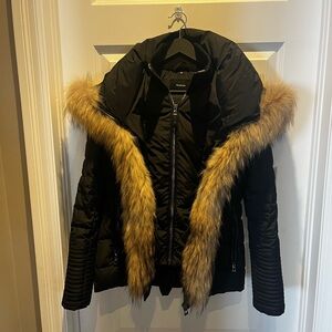 RUDSAK Black Puffer Jacket with Faux Fur Trim